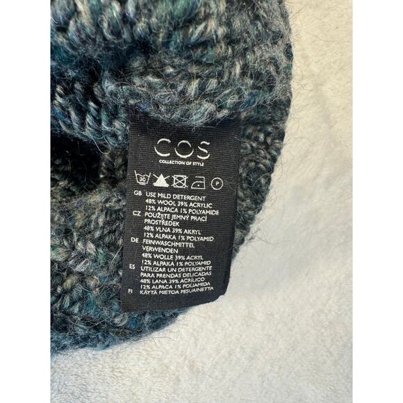 COS Wool Alpaca Mock Neck Sweater Gray Black Green Marl Pullover Small - Picture 5 of 9